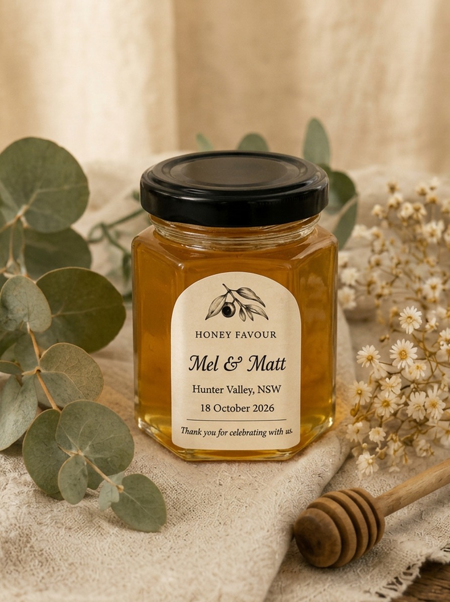 Wedding favour mockup — Mel & Matt
