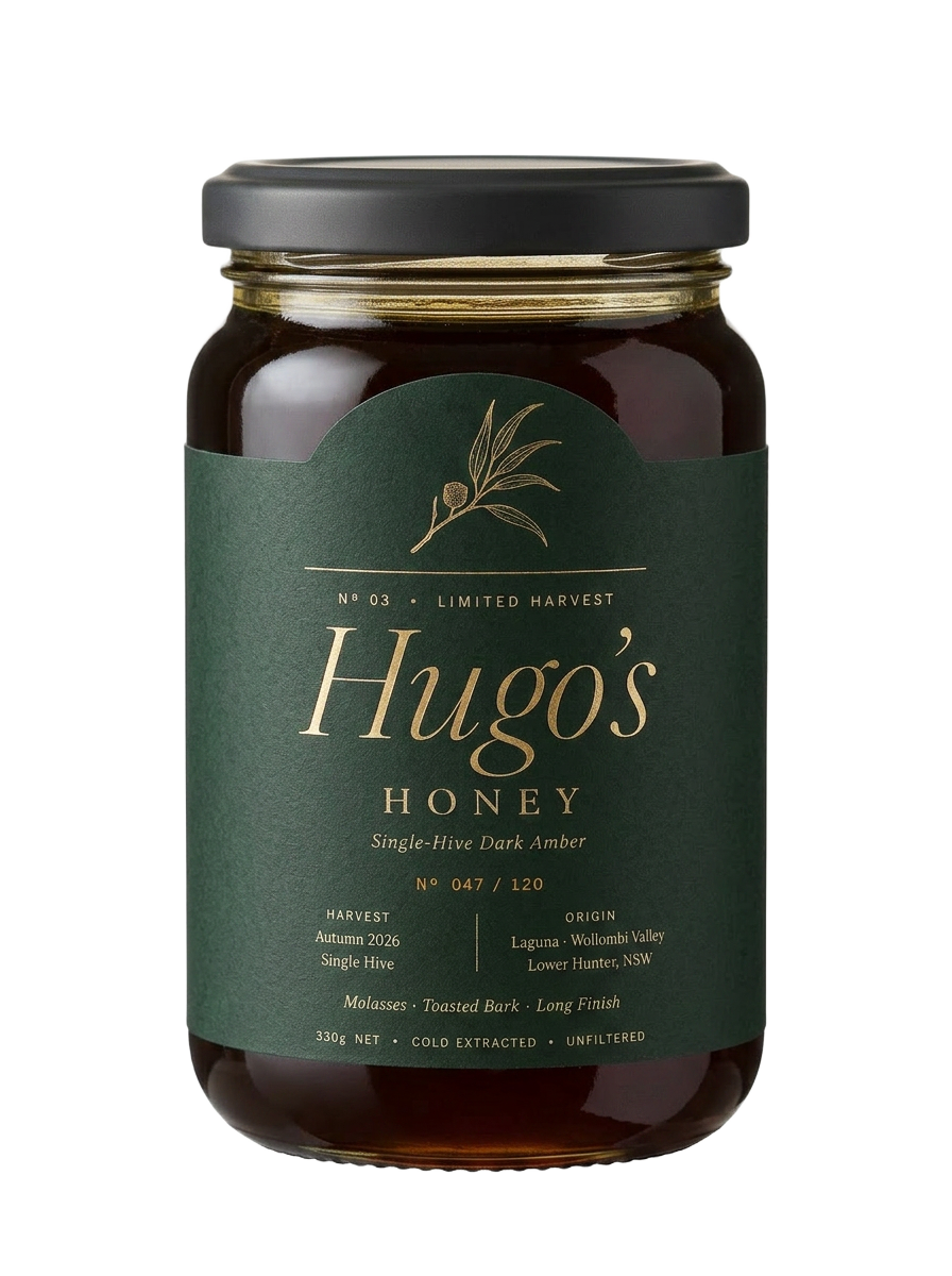 Jar of Hugo's limited harvest honey