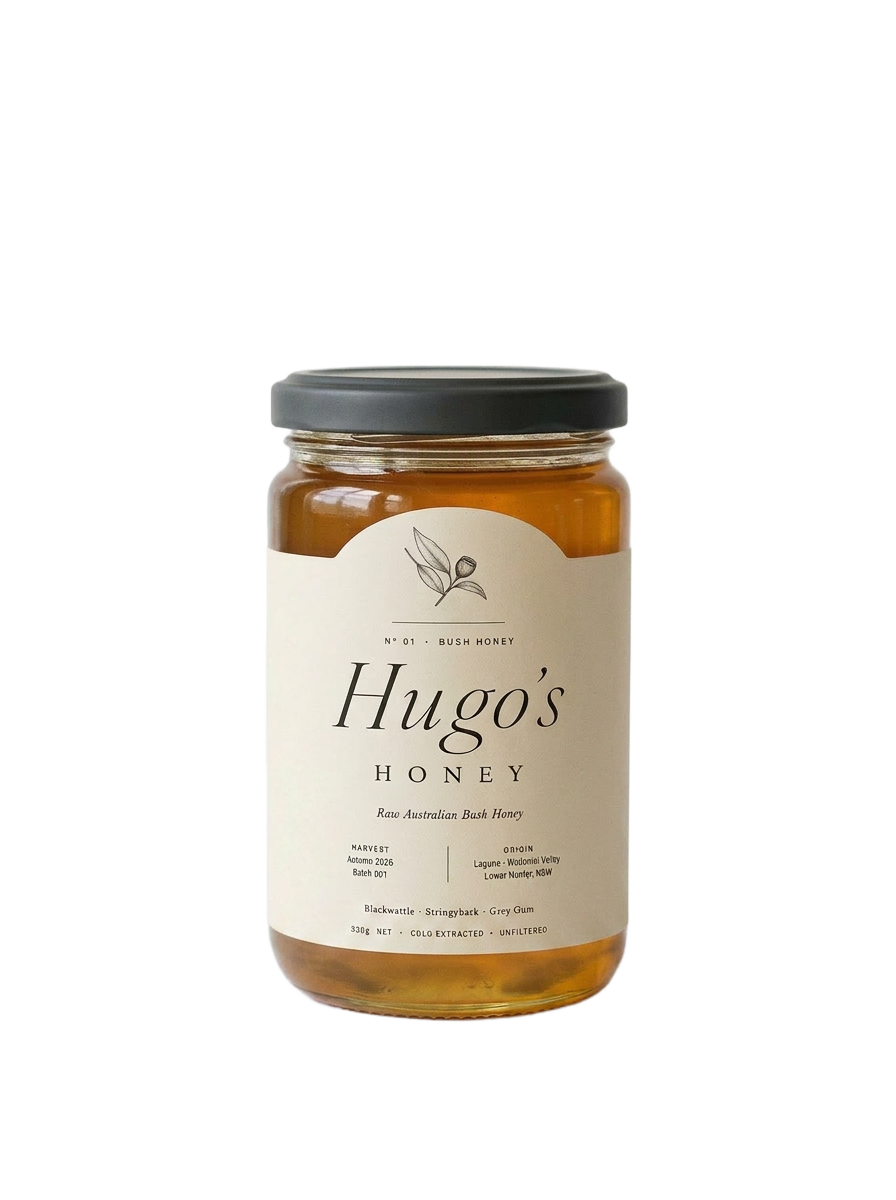 Jar of Hugo's raw bush honey